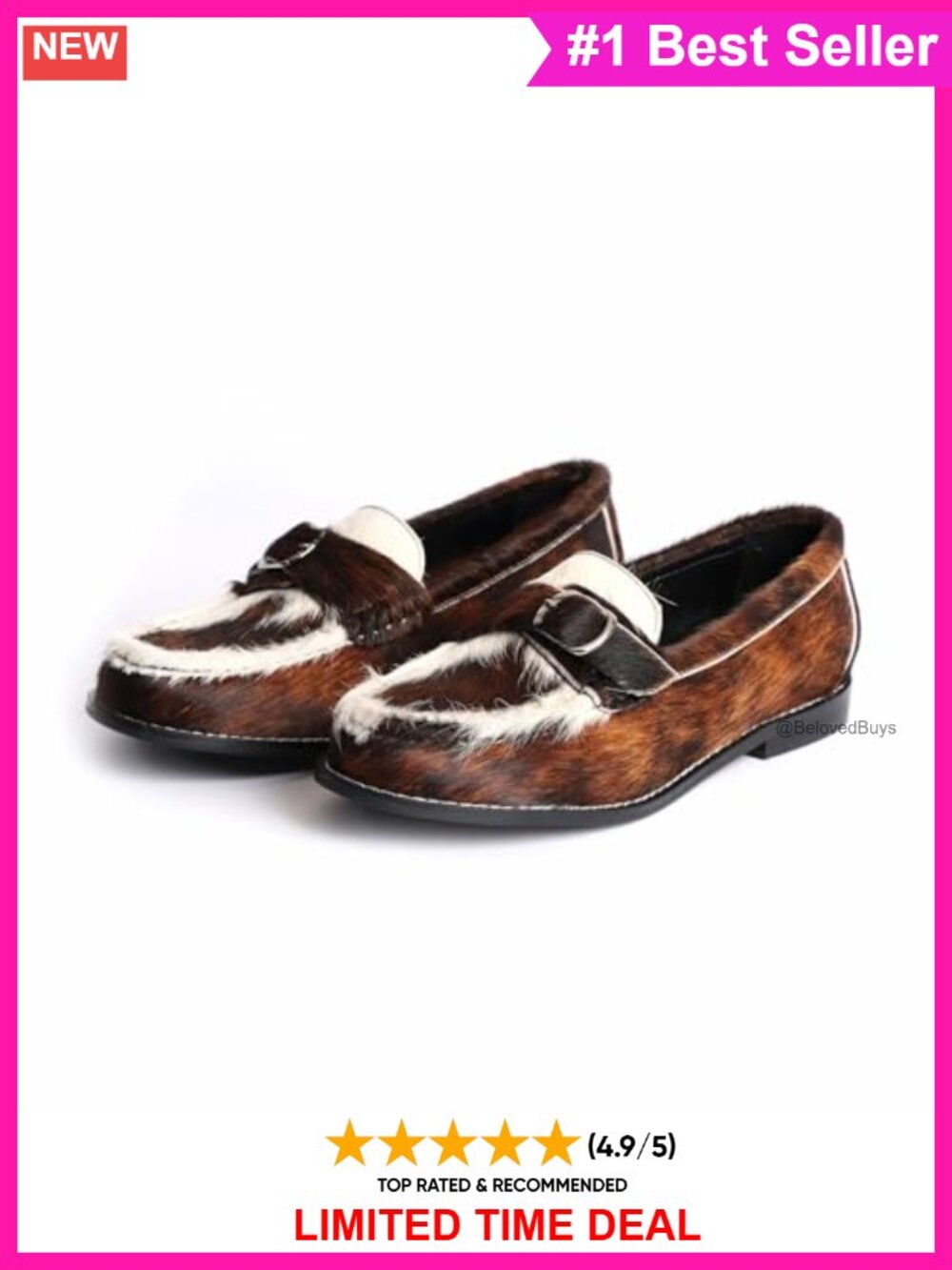 Vintage Penny Loafers with Arch Support Calf Hair Handmade